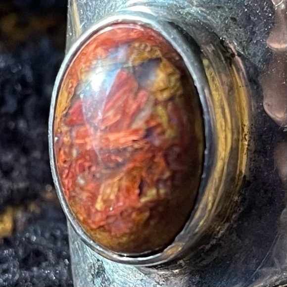 Vintage Sterling Silver Bronzite Hammered Wrap Ring size 8.5 - Picture 12 of 13